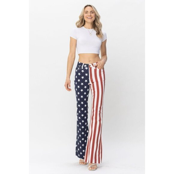 Judy Blue Americana Flag Flare Jeans Size 13 - Picture 6 of 8